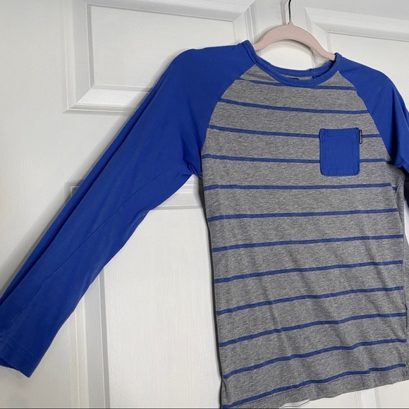 Volcom Rapit Raglan Striped Pocket Tee Blue & Grey Size Medium - Picture 2 of 7